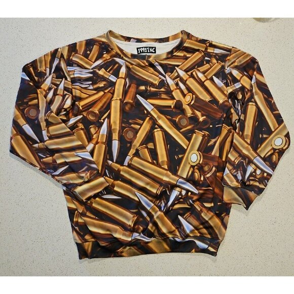 Shotgun Shell Sweatshirt Mens XL Full Metal Jacket All Over Bullet Print Fleece - Picture 2 of 9